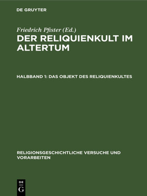 cover image of Das Objekt des Reliquienkultes